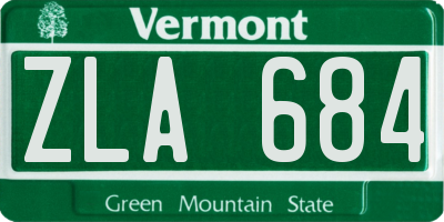 VT license plate ZLA684