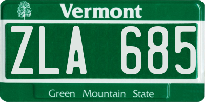 VT license plate ZLA685