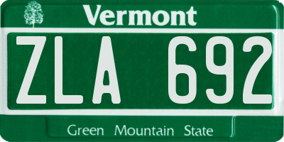 VT license plate ZLA692