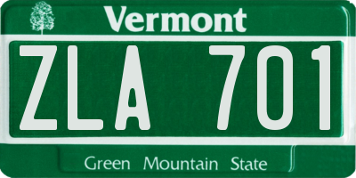 VT license plate ZLA701