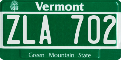 VT license plate ZLA702