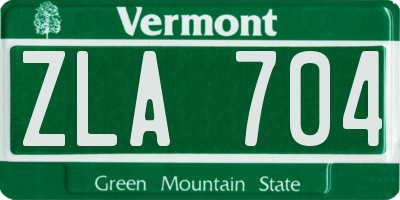VT license plate ZLA704