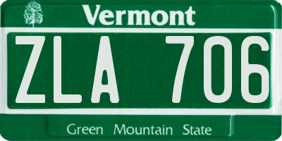 VT license plate ZLA706