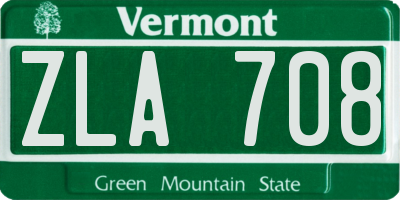 VT license plate ZLA708