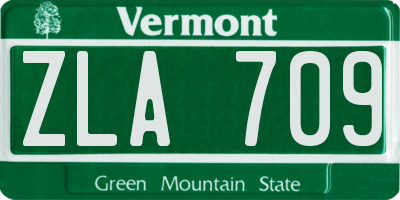 VT license plate ZLA709