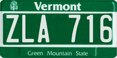 VT license plate ZLA716