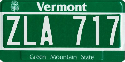 VT license plate ZLA717