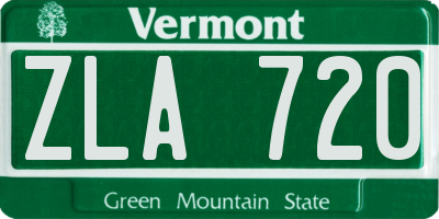 VT license plate ZLA720