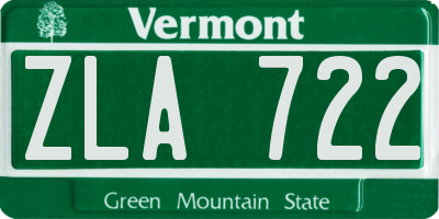 VT license plate ZLA722