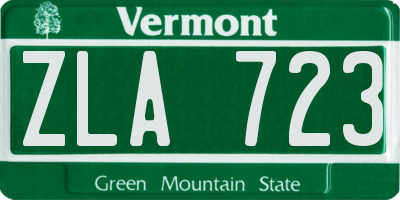 VT license plate ZLA723