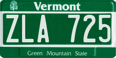 VT license plate ZLA725