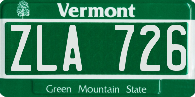 VT license plate ZLA726