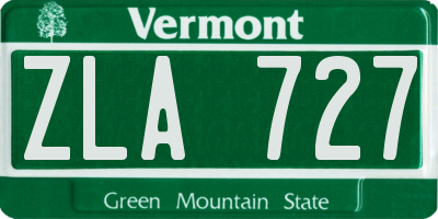 VT license plate ZLA727