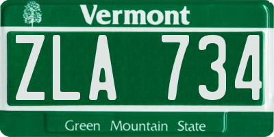 VT license plate ZLA734