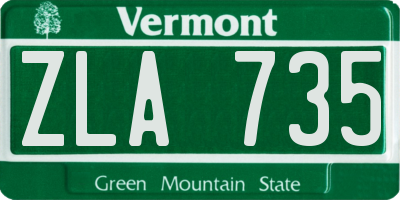 VT license plate ZLA735
