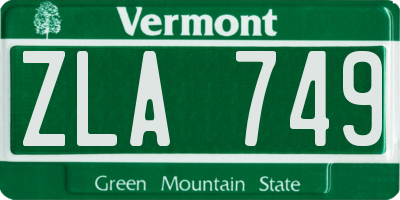 VT license plate ZLA749
