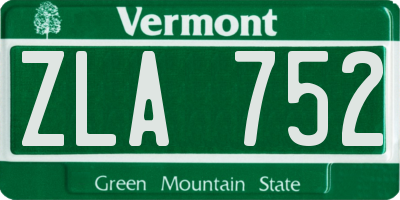 VT license plate ZLA752