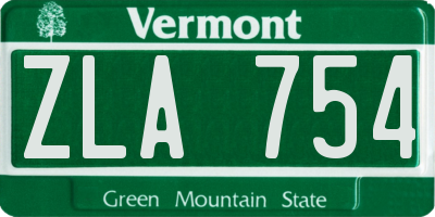 VT license plate ZLA754