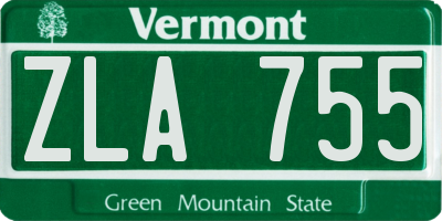 VT license plate ZLA755
