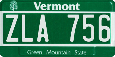 VT license plate ZLA756