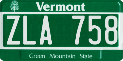 VT license plate ZLA758
