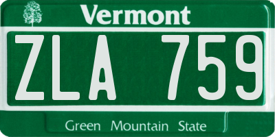 VT license plate ZLA759