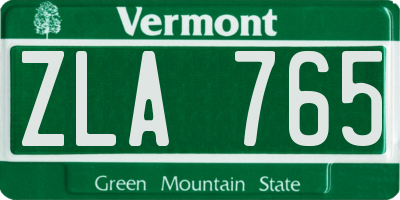 VT license plate ZLA765