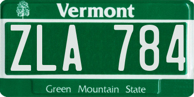 VT license plate ZLA784