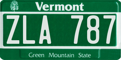 VT license plate ZLA787
