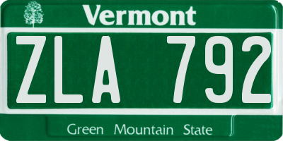 VT license plate ZLA792