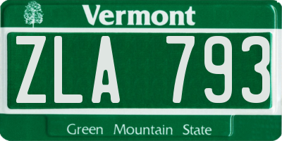 VT license plate ZLA793