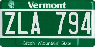 VT license plate ZLA794