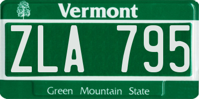 VT license plate ZLA795