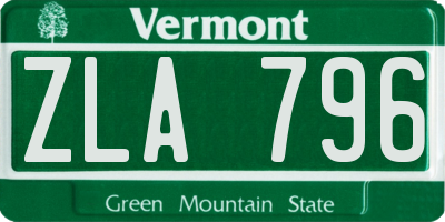 VT license plate ZLA796
