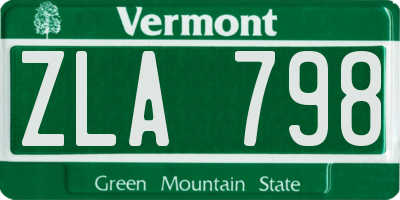 VT license plate ZLA798