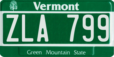 VT license plate ZLA799