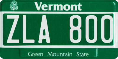 VT license plate ZLA800