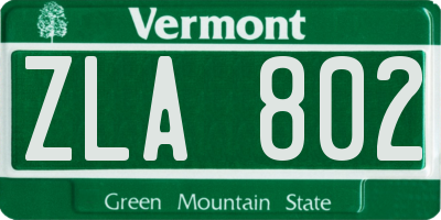 VT license plate ZLA802