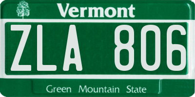 VT license plate ZLA806