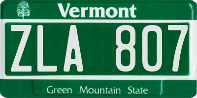VT license plate ZLA807