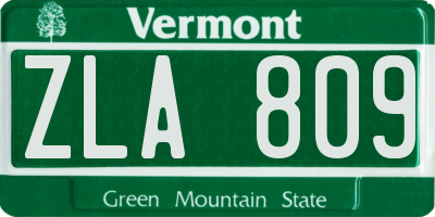 VT license plate ZLA809