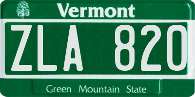 VT license plate ZLA820