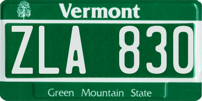 VT license plate ZLA830