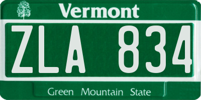 VT license plate ZLA834
