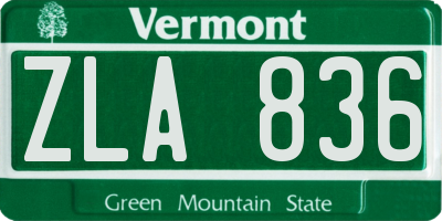 VT license plate ZLA836