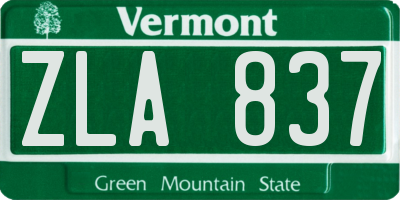 VT license plate ZLA837