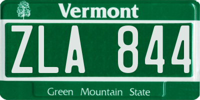 VT license plate ZLA844