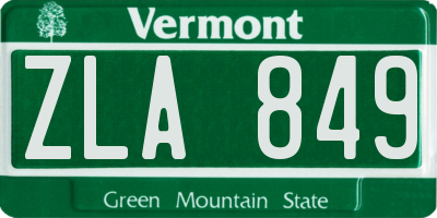 VT license plate ZLA849