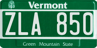 VT license plate ZLA850