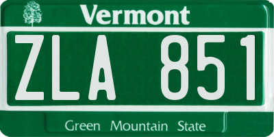 VT license plate ZLA851